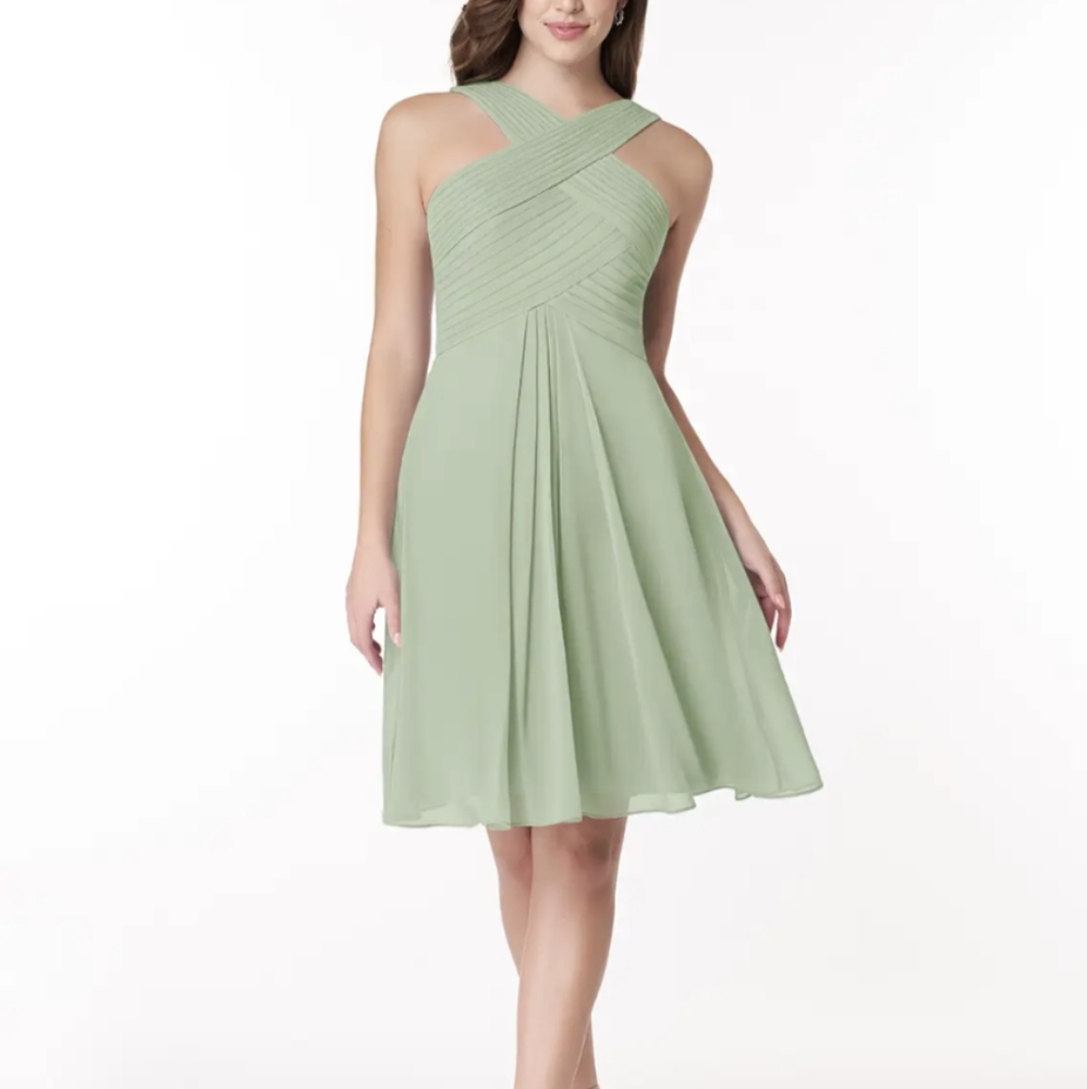 Azazie Amani bridesmaid dress Dusty Sage size A8